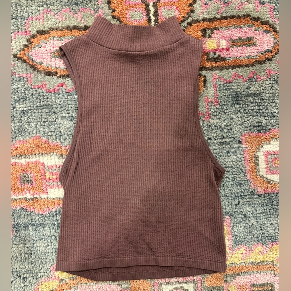 Zara Sleeveless Mock Neck Tank - Brown Sz XS/S